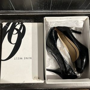 Nine West Black Open Toe Heels 8M